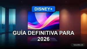 Guía para conectar Disney Plus a un televisor moderno en una sala de estar contemporánea.