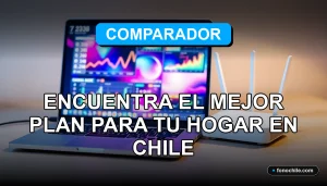 Comparador de planes de internet para el hogar en Chile mostrando gráficos abstractos en una pantalla.