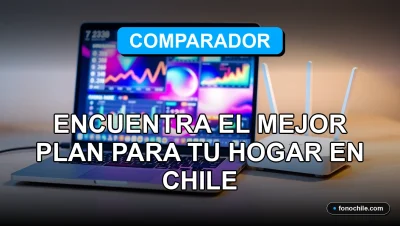 Comparador de planes de internet para el hogar en Chile mostrando gráficos abstractos en una pantalla.