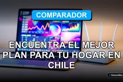 Comparador de planes de internet para el hogar en Chile mostrando gráficos abstractos en una pantalla.