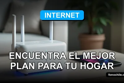Un moderno router Wi-Fi 6 y un teléfono inteligente con pantalla que muestra gráficos abstractos, descansando sobre una mesa de madera clara con un fondo desenfocado de un salón contemporáneo.