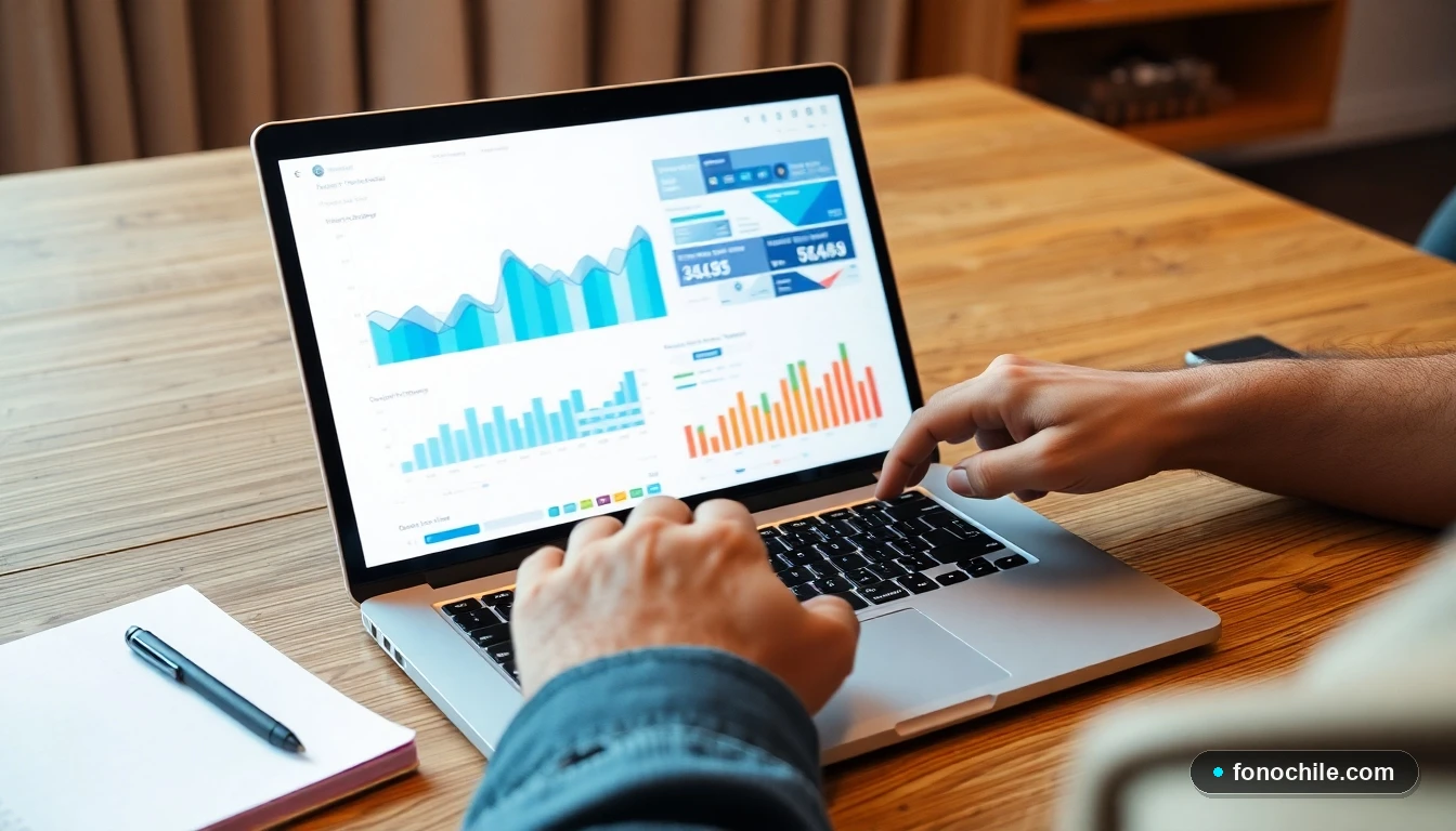 Pantalla de computador mostrando gráficos abstractos de comparación de rentabilidad de fondos de pensiones