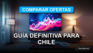 Guía para comparar ofertas de internet y televisión en Chile sobre un escritorio moderno con gráficos abstractos.