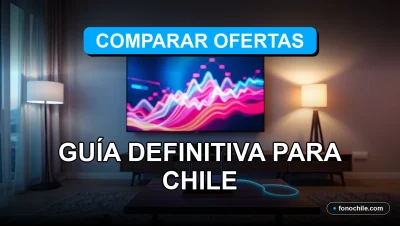 Guía para comparar ofertas de internet y televisión en Chile sobre un escritorio moderno con gráficos abstractos.