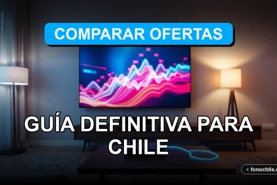 Guía para comparar ofertas de internet y televisión en Chile sobre un escritorio moderno con gráficos abstractos.