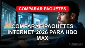 Comparación visual de paquetes de internet para streaming de alta definición en 2026, mostrando gráficos abstractos en pantallas.