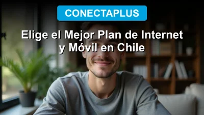 Hombre joven satisfecho eligiendo el mejor plan de internet y móvil en su laptop en casa, guía comparativa 2026 Chile
