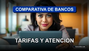 Comparativa de tarifas y servicio al cliente de bancos chilenos en 2026 mostrada en una tablet moderna