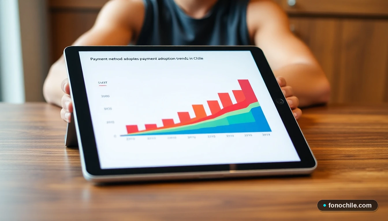 Gráfico comparativo abstracto de tendencias en medios de pago digitales en Chile para servicios como GTD.