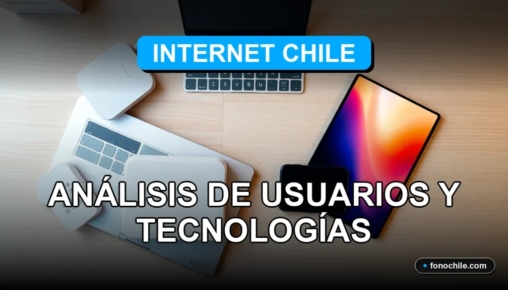 Análisis comparativo de tecnologías de internet en Chile 2026 mostrando gráficos de datos abstractos en una pantalla.