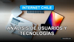 Análisis comparativo de tecnologías de internet en Chile 2026 mostrando gráficos de datos abstractos en una pantalla.
