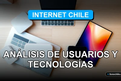 Análisis comparativo de tecnologías de internet en Chile 2026 mostrando gráficos de datos abstractos en una pantalla.