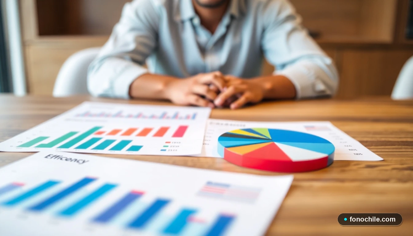 Gráficos comparativos abstractos de eficiencia energética y capacidad de lavadoras en colores vibrantes.