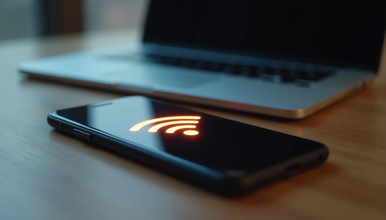 Smartphone compartiendo conexión Wi-Fi como hotspot portátil