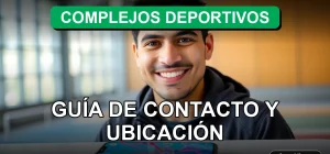 Guía de contacto y ubicación de los Complejos Deportivos Santiago 2026 en un dispositivo móvil.