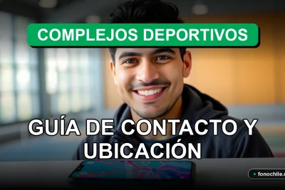 Guía de contacto y ubicación de los Complejos Deportivos Santiago 2026 en un dispositivo móvil.