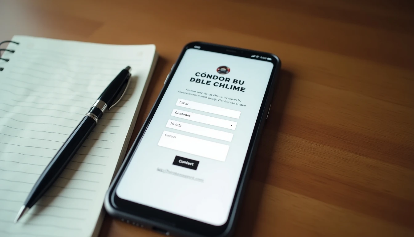 Pantalla mostrando el contacto de Cóndor Bus Chile para asistencia telefónica