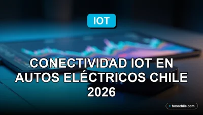 Conectividad IoT para autos eléctricos en Chile, gráficos de datos abstractos en pantalla, tecnología de red inteligente.