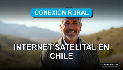 Un hombre hispano sonriente en una zona rural de Chile mira a la cámara, representando el servicio de internet satelital Conexión Rural 2026.