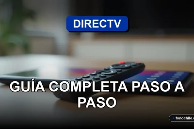 Control remoto DIRECTV y un smartphone moderno sobre una mesa de madera clara, mostrando una interfaz de configuración abstracta.
