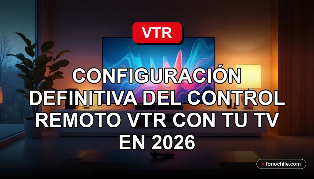 Configuración del control remoto VTR con un televisor moderno en una sala de estar contemporánea.