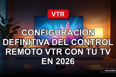 Configuración del control remoto VTR con un televisor moderno en una sala de estar contemporánea.