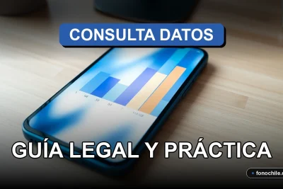 Guía legal para consultar datos telefónicos en Chile en 2026 representada por un teléfono inteligente moderno sobre un escritorio con gráficos abstractos en su pantalla.