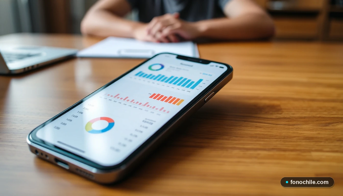Persona consultando información de consumo y saldo en la aplicación móvil de su operador de telecomunicaciones.