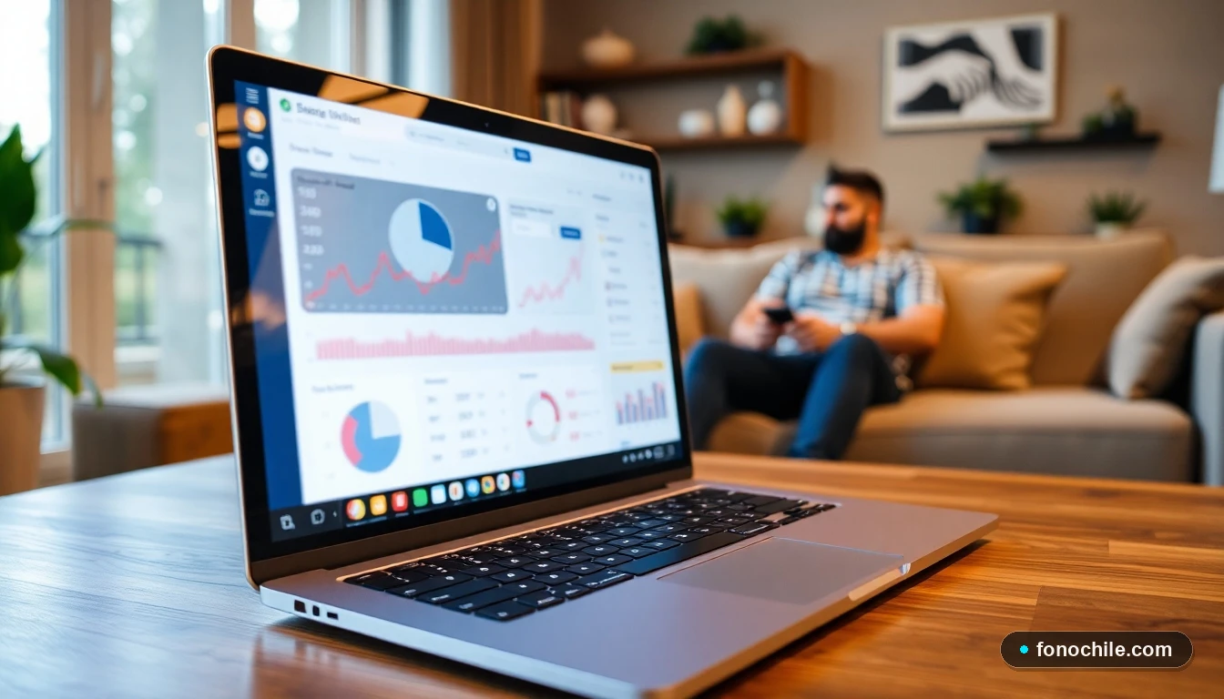 Persona consultando información financiera en su portátil para revisar estados de cuenta de servicios.