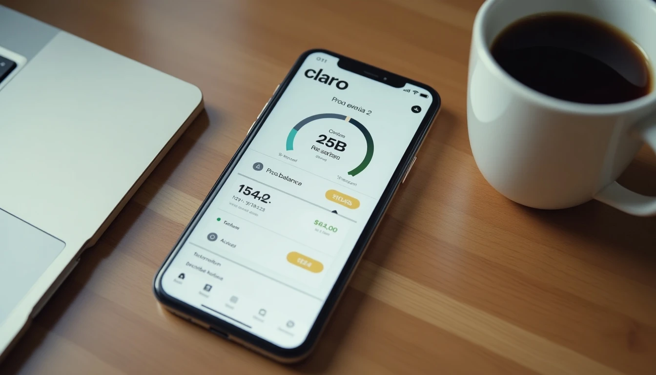 Pantalla de la aplicación Mi Claro mostrando saldo y consumo en un smartphone