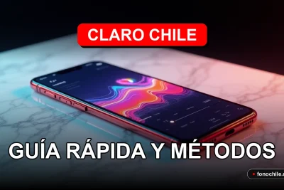 Consulta tu saldo Claro Chile 2026 en smartphone mostrando gráficos abstractos.