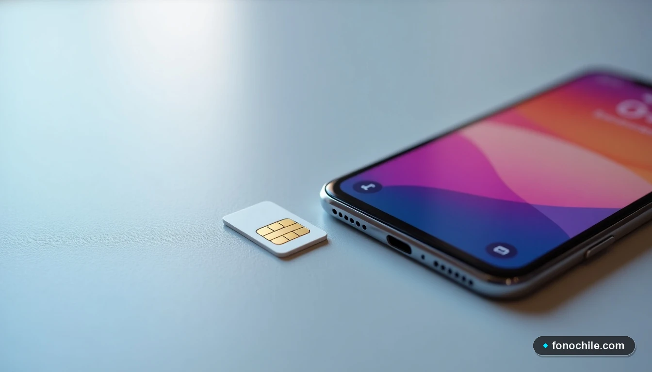 Métodos para consultar saldo: smartphone y tarjeta SIM Claro sobre superficie moderna.