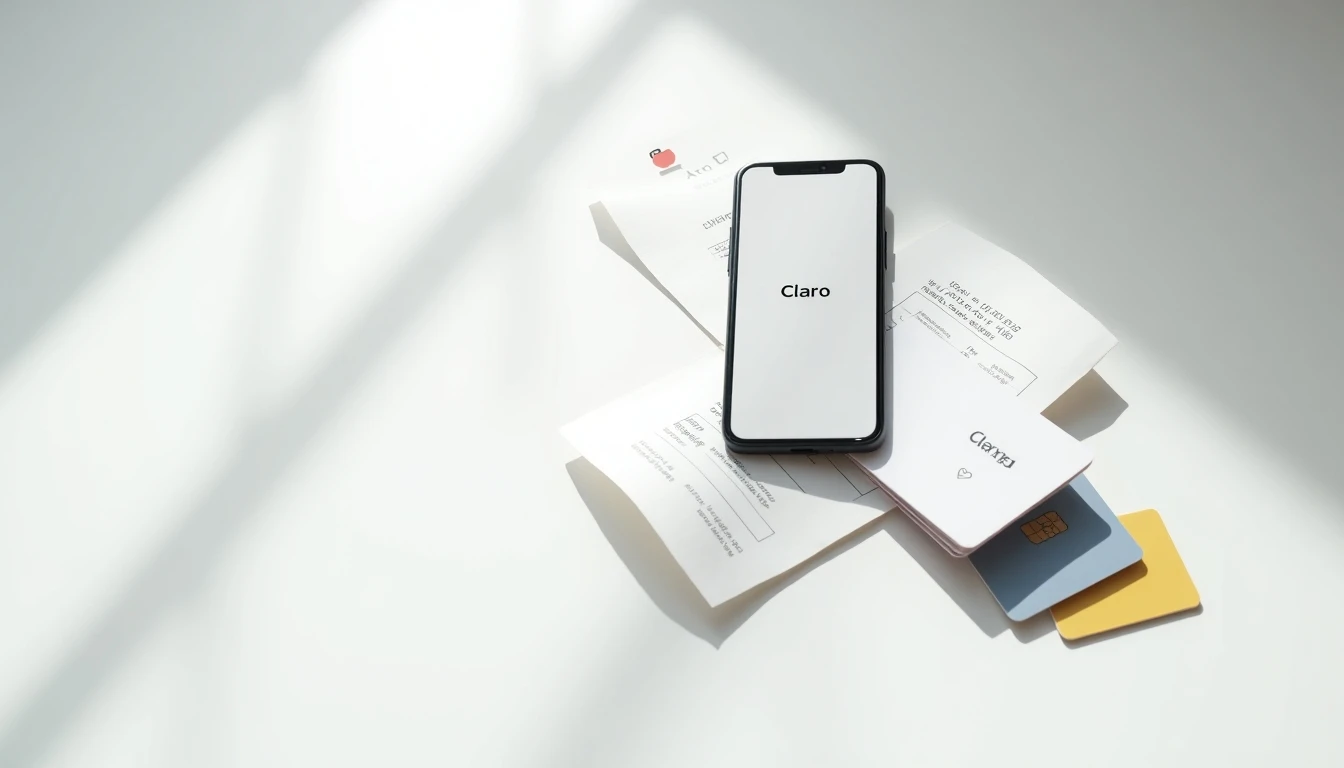 Métodos modernos para consultar saldo Claro: App, tarjeta y códigos USSD en un escritorio minimalista.
