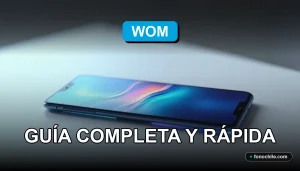 Consulta tu saldo de WOM en 2026 mostrada en un teléfono inteligente moderno sobre una mesa.