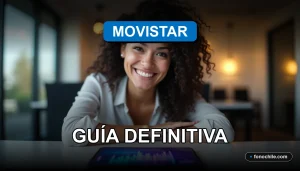 Una mujer consulta su deuda con Movistar en su teléfono inteligente.