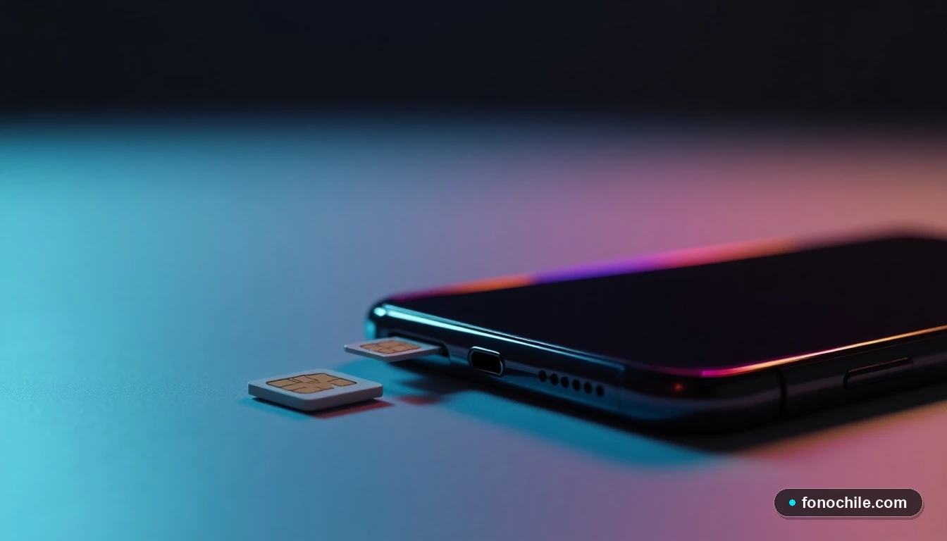 Detalle de la ranura SIM y tarjeta junto a un teléfono para el registro de IMEI