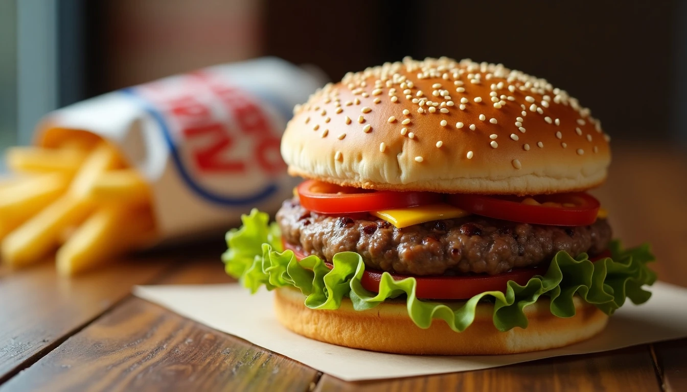 Hamburguesa Whopper de Burger King con ingredientes frescos, primer plano