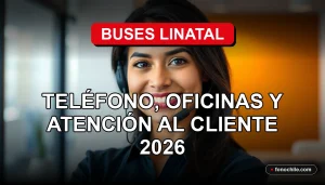 Una mujer hispana, empleada de atención al cliente de Buses Linatal, sonriendo con profesionalidad en una oficina moderna.