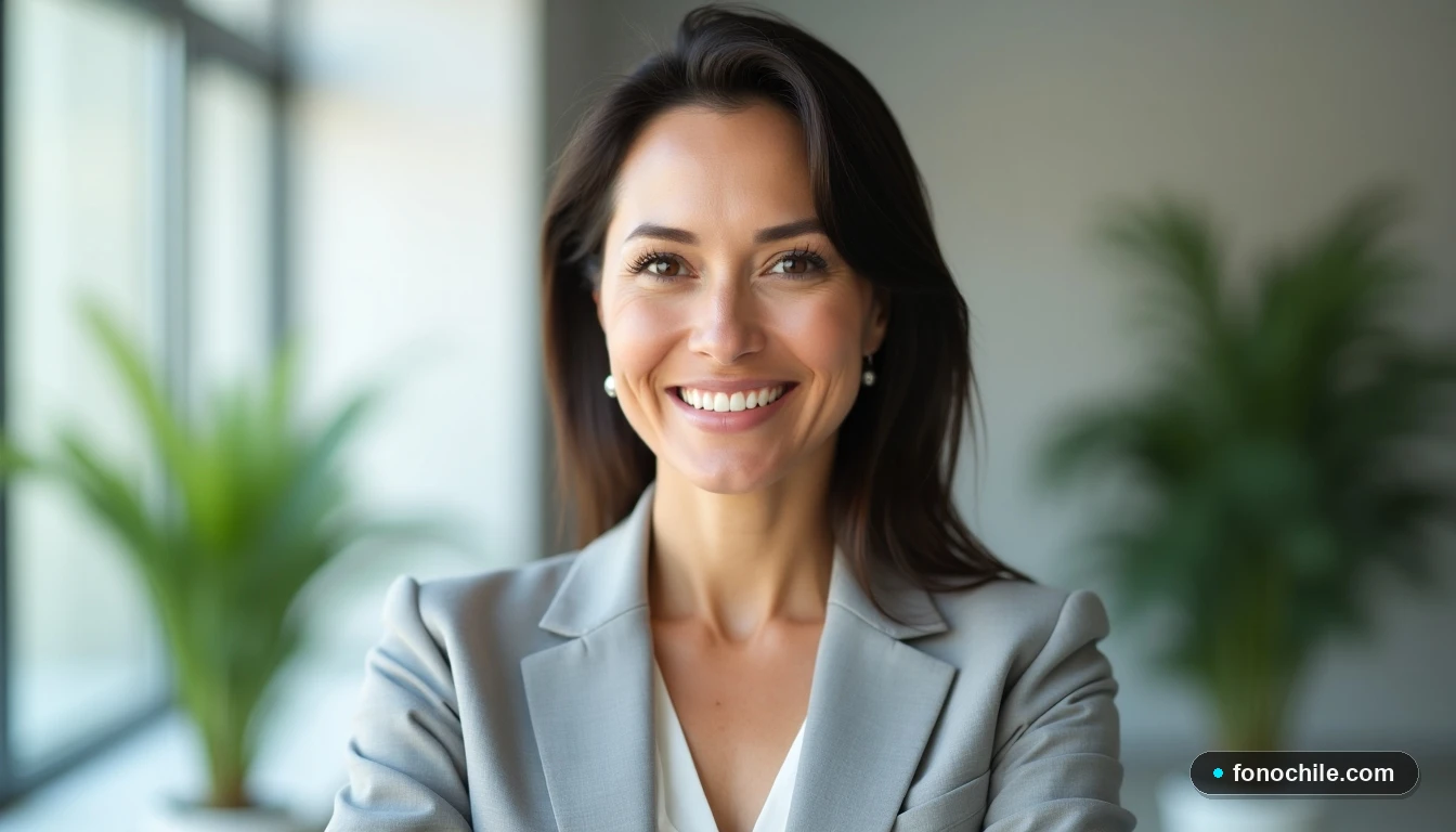 Una asesora de atención al cliente de DIRECTV Chile ofreciendo soporte en un entorno acogedor y profesional.