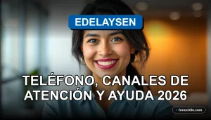 Atención al cliente de Edelaysen, mujer latina sonriente en oficina moderna