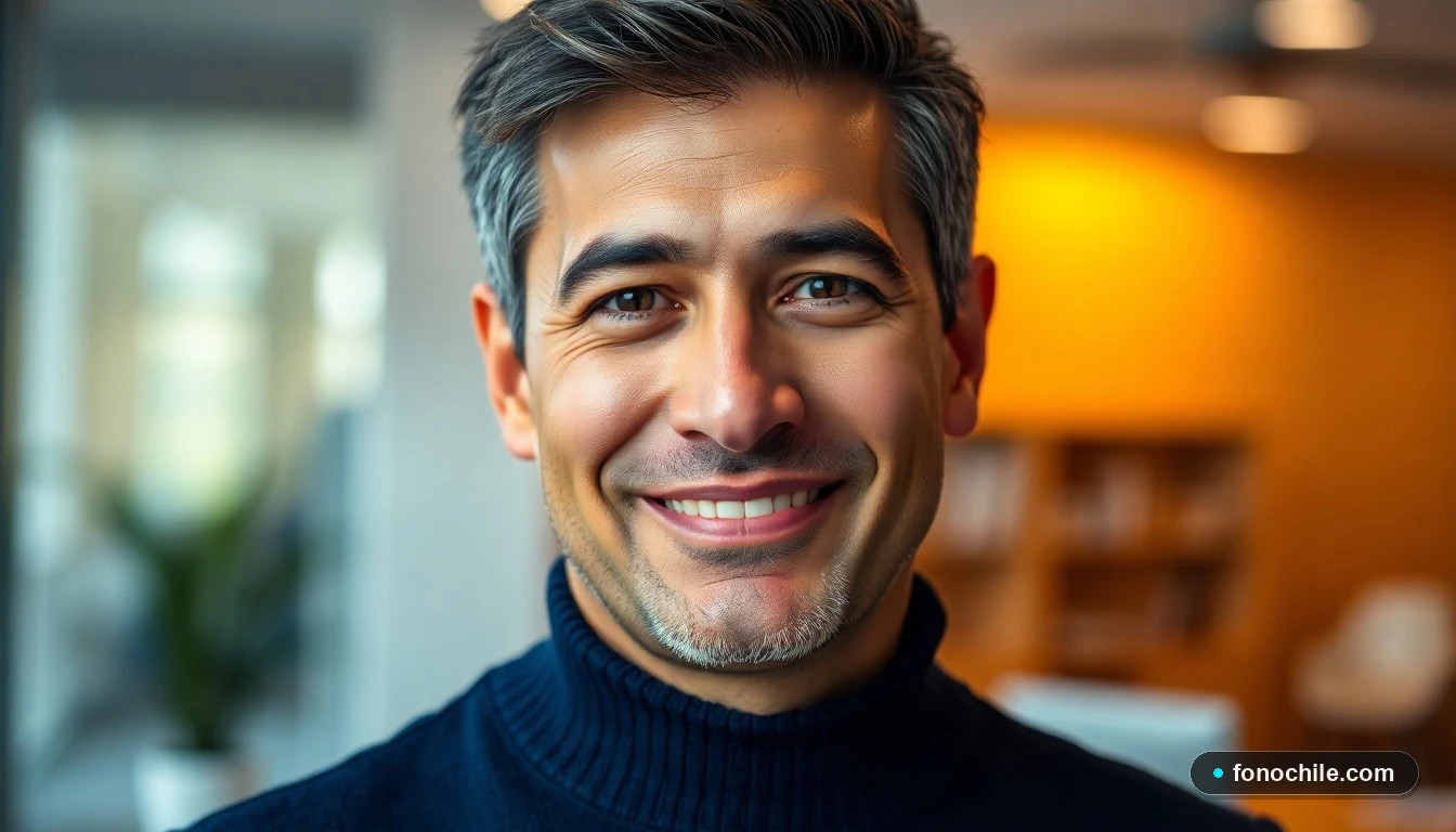 Representante de soporte técnico de Edelaysen, hombre hispano ofreciendo ayuda profesional