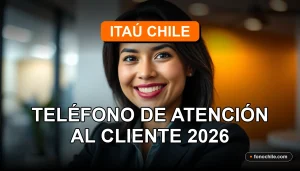 Una mujer latina sonriente, representando el servicio al cliente de Itaú Chile, en un entorno profesional y moderno.