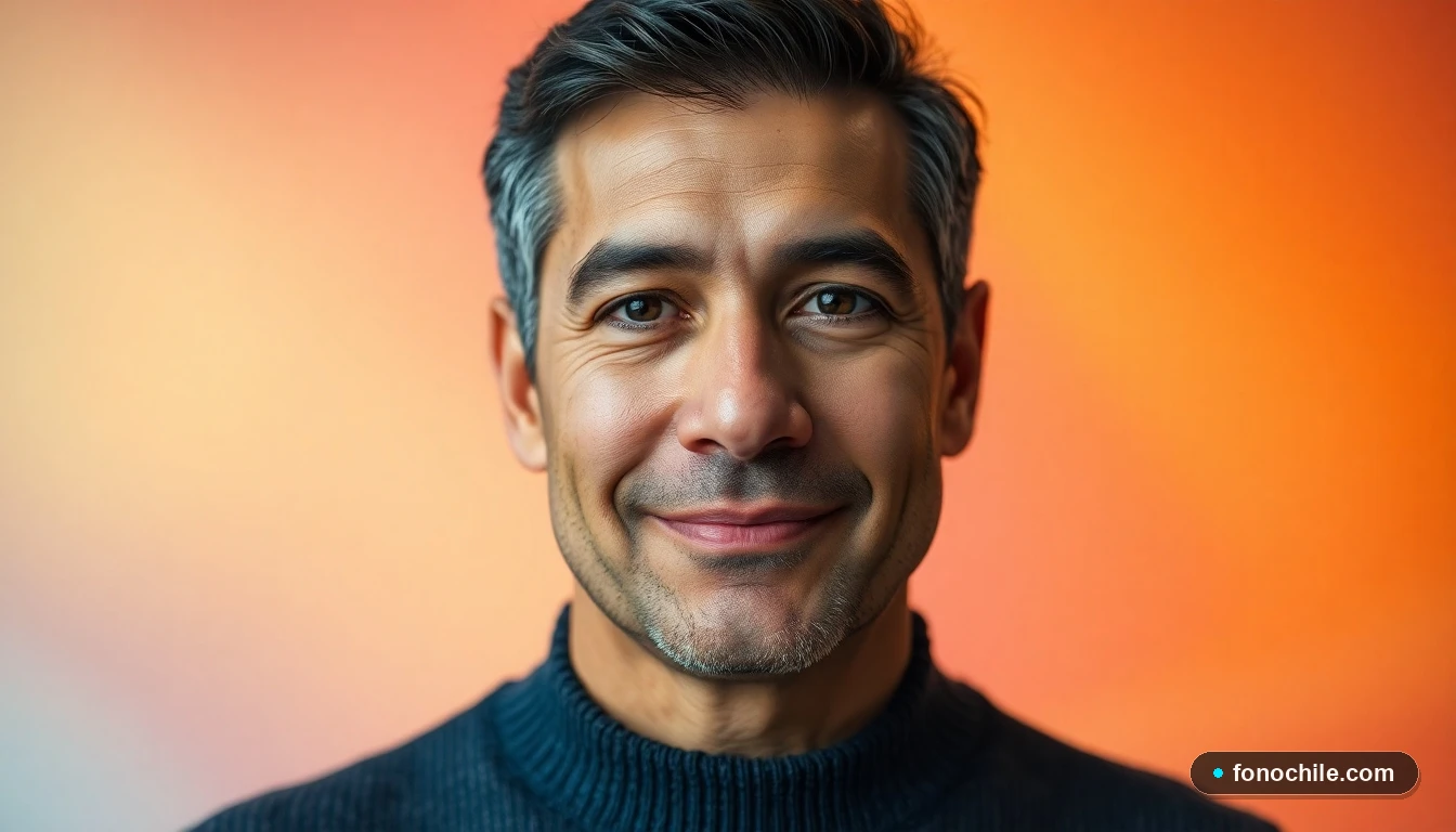 Un hombre hispano, representante del servicio al cliente de Itaú, con expresión amable y profesional.