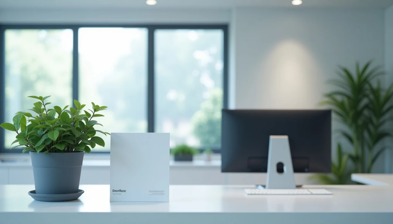 Recepción moderna y acogedora del Laboratorio Blanco para atención al cliente.