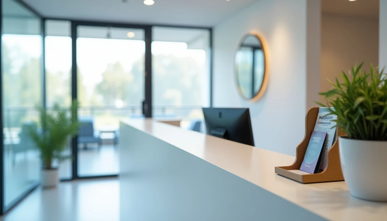 Recepción moderna y acogedora de la clínica Medisur en Temuco