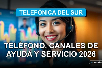 Mujer latina sonriente, representante de servicio al cliente de Telefónica del Sur, en un entorno profesional y moderno.