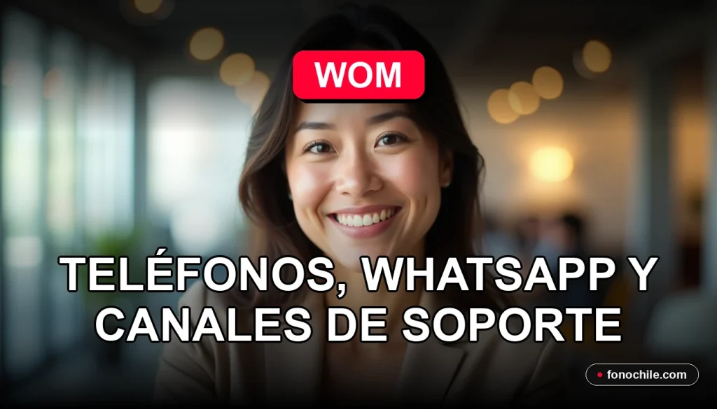 Mujer latina sonriente en oficina moderna, representando el soporte al cliente de WOM.