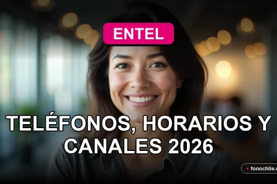 Una mujer hispana sonriente, representando al servicio al cliente de Entel Chile, en un entorno moderno y profesional.