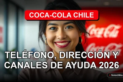 Una mujer latina sonriente, representando al servicio al cliente de Coca-Cola Chile, en un entorno moderno y profesional.