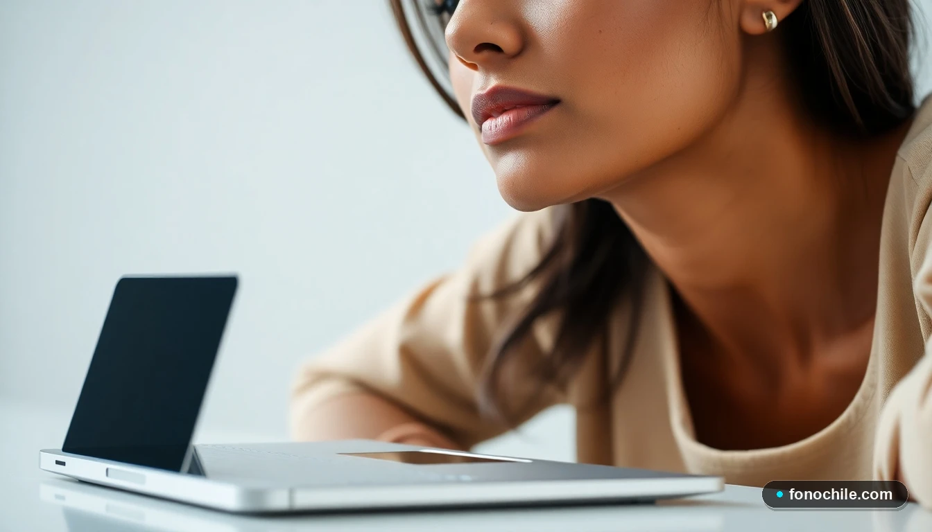 Primer plano de la asesora de Isapre Colmena escuchando con atención, en un entorno de oficina sereno y profesional.